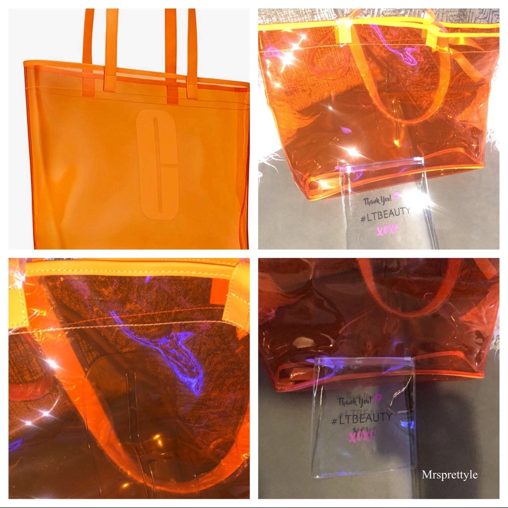 COPY - Clinique orange plastic tote from Lord & Taylor.